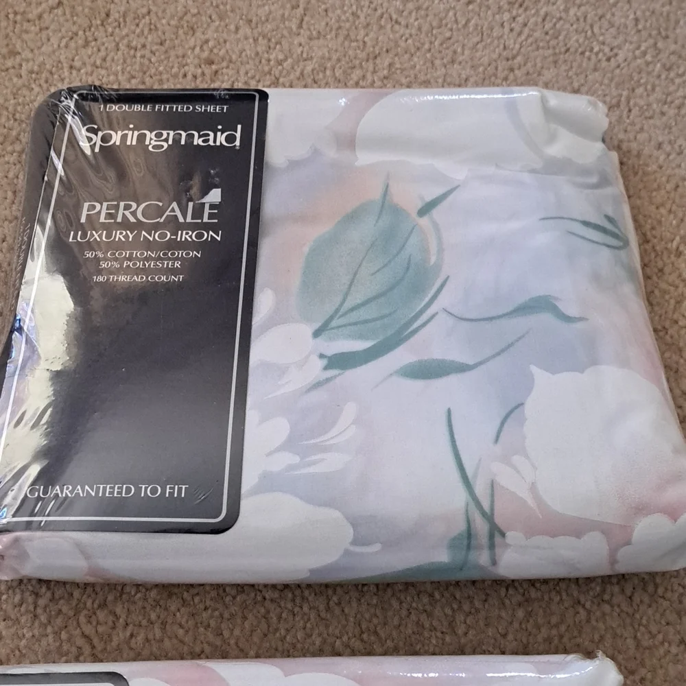 🛍Springmaid no iron fitted and flat, Full size